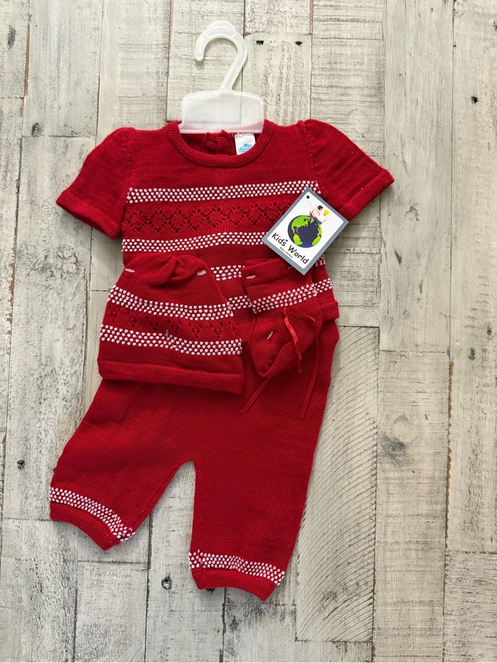 Red Knit Cotton Set - Girls